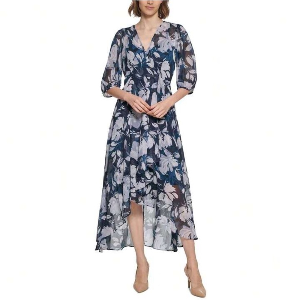 Calvin Klein High Low Midi Navy Dress size 12